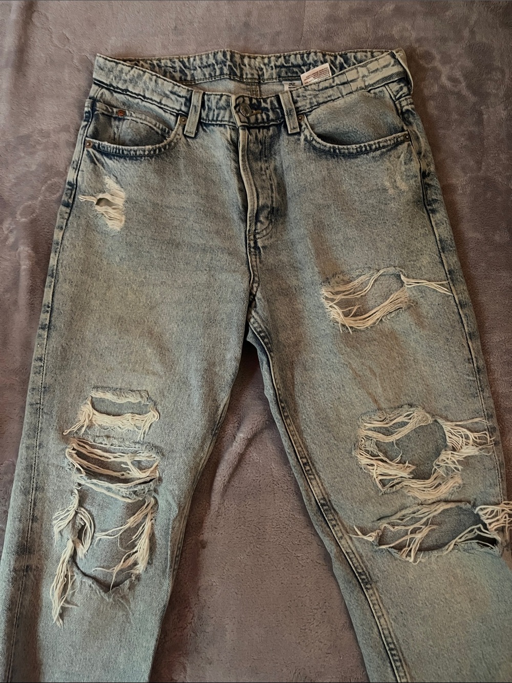 Women's Light Blue Distressed Boyfriend Jeans